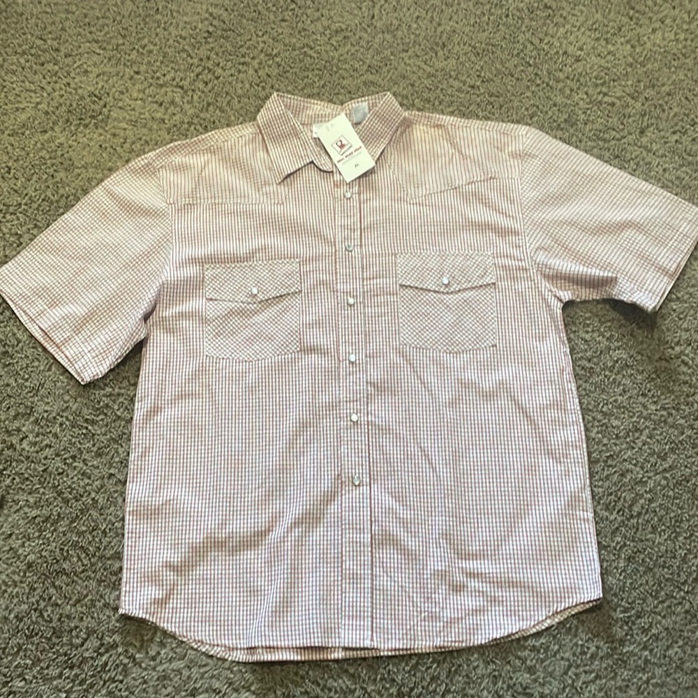 NWTs Real Work Wear men’s Western plaid snap s/s shirt. Sz XL